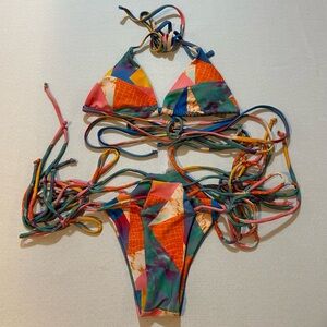 PQ Swim PilyQ Colorful Strappy Bikini Set Size S